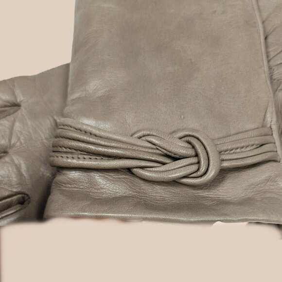 Handschuhe Beige Leather Gloves - Picture 2 of 3